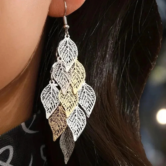 ๐Boho Chic Multicolor Leaf Dangle Earrings Lightweight Festival Trendy Jewelry - Picture 4 of 12